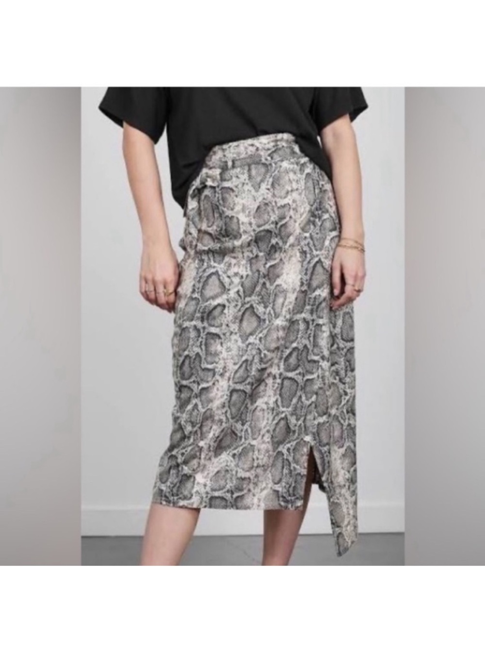 Brunette the Label Size Medium-Large Snake-print Wrap Midi Skirt